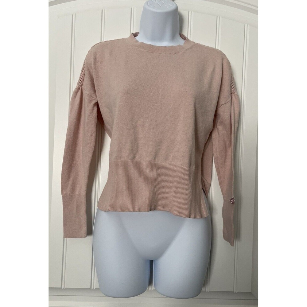 Calia By Carrie Underwood Womens XS Blouse Pink Long Sleeve Stretch‎ Lace Shirt